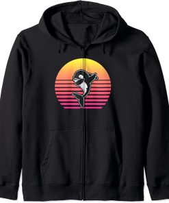 Orca Shirt. Retro Style Zip Hoodie