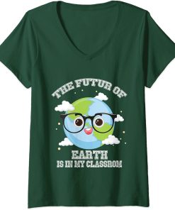 Womens Earth Day Teachers Students Classroom - Funny eco-friendly V-Neck T-Shirt