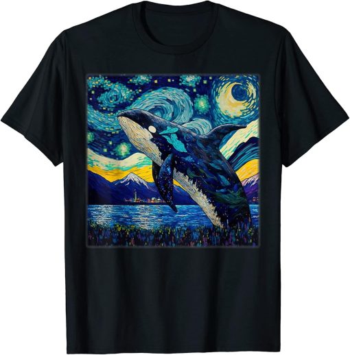 Surrealism Starry Night Orca Whale T-Shirt