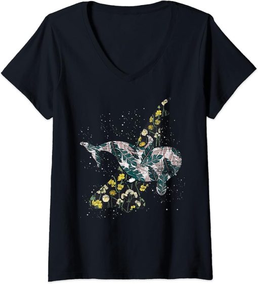 Womens Vintage Orca V-Neck T-Shirt