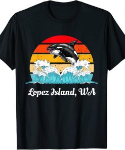 Vintage Lopez Island WA Distressed Orca Killer Whale Art T-Shirt