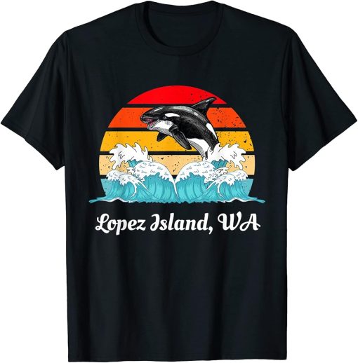 Vintage Lopez Island WA Distressed Orca Killer Whale Art T-Shirt