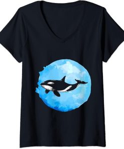 Womens Killer Whale Ocean Animal Lover Orca V-Neck T-Shirt